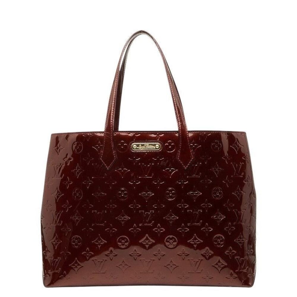 Louis Vuitton Monogram Vernis Wilshire MM Handbag Rouge Fauviste Red